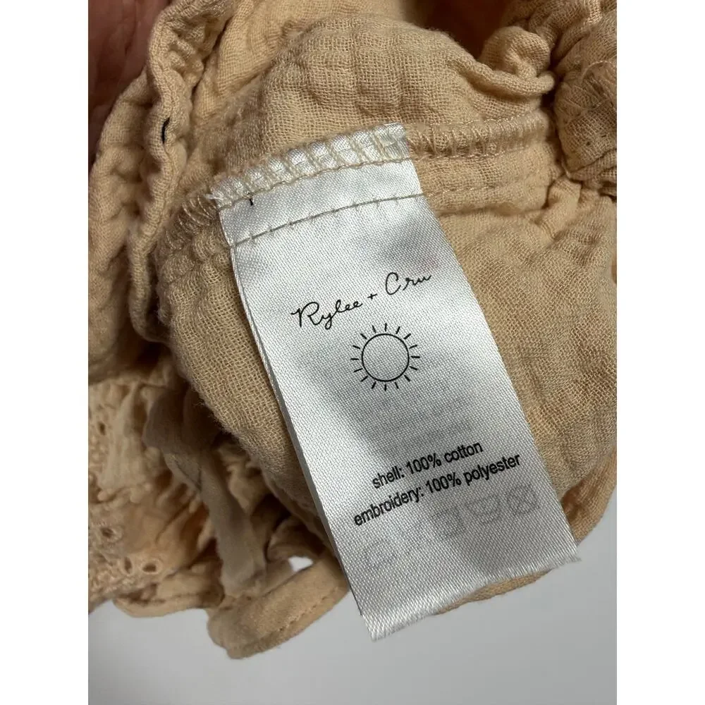 Rylee + Cru Ruffle Onesie Eyelet Cotton Gauze Ecru 6-12 Months